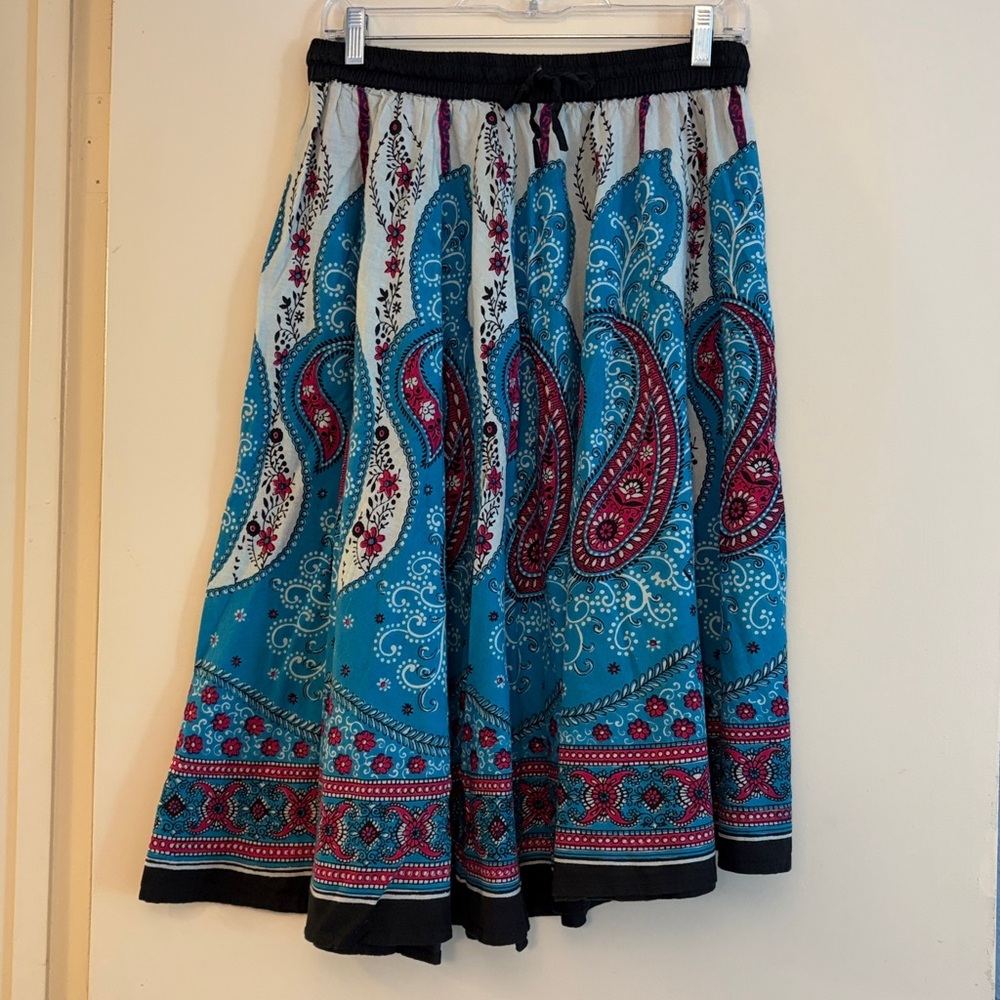 Vintage Jackpot Turquoise Paisley Circle Boho Festival Western Skirt, one size